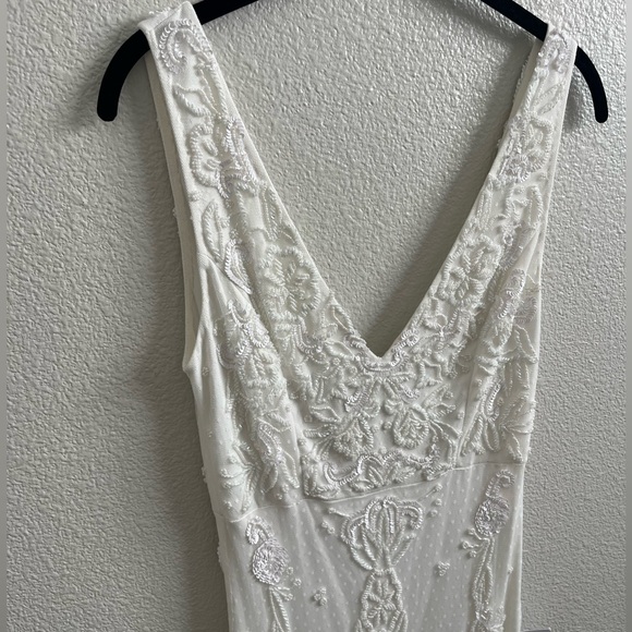 NWT Lulus Passionate Romance White Beaded Sequin Mermaid Maxi Wedding Dress SM - Picture 7 of 12